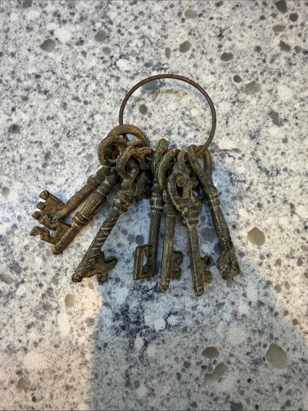 Vintage-Style Decorative Key Charm Set in Antique Gold solid heavy